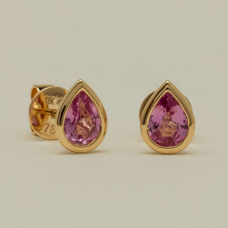18ct Yellow Gold 1.62ct Pink Sapphire Natalia Stud Earrings - Earrings - Walker & Hall