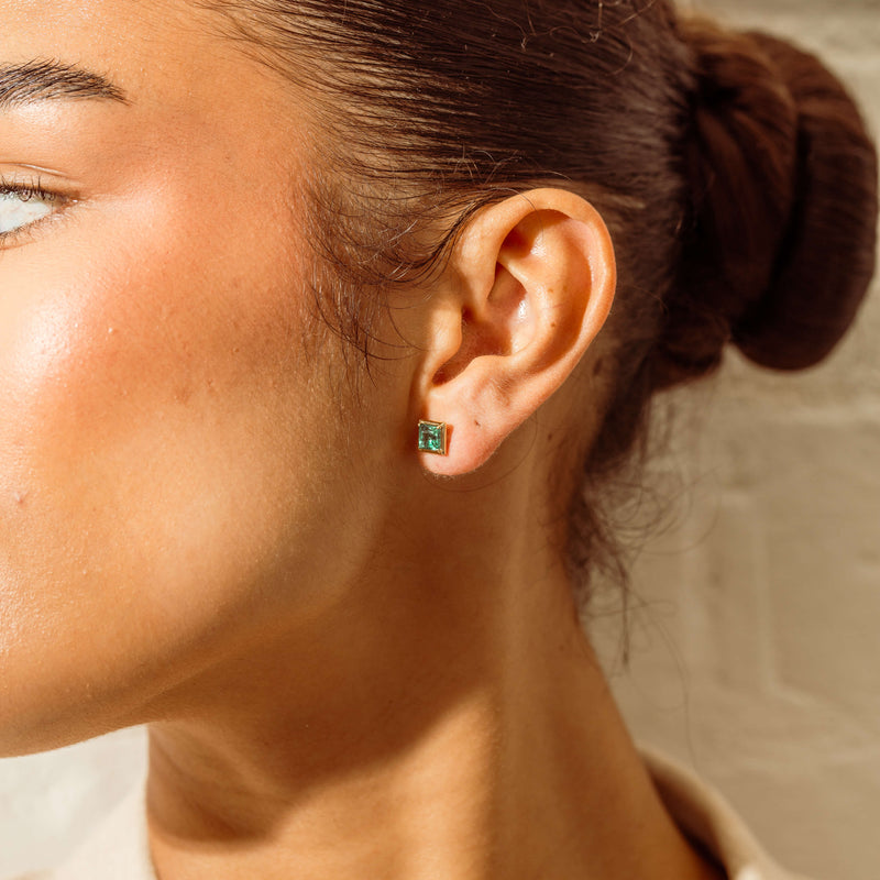 18ct Yellow Gold 1.40ct Emerald Natalia Stud Earrings - Earrings - Walker & Hall
