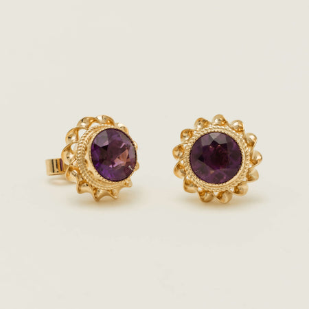 Deja Vu 9ct Yellow Gold 1.40ct Amethyst Stud Earrings - Earrings - Walker & Hall