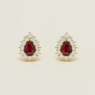 18ct Yellow Gold 1.32ct Ruby & Diamond Belle Earrings - Earrings - Walker & Hall