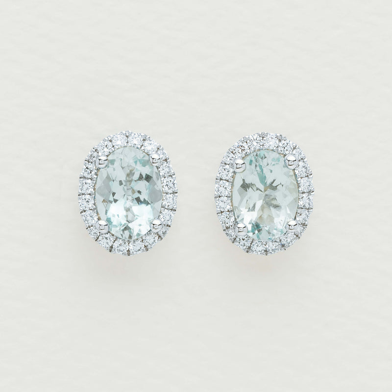 18ct White Gold 1.25ct Aquamarine & Diamond Nina Earrings - Earrings - Walker & Hall
