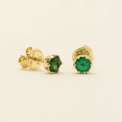 18ct Yellow Gold .68ct Emerald Lily Stud Earrings