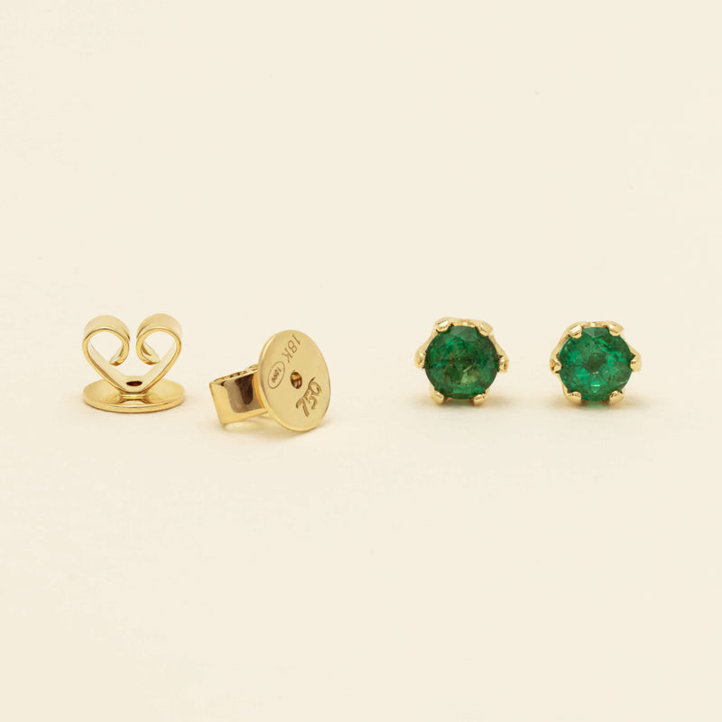 18ct Yellow Gold .68ct Emerald Lily Stud Earrings