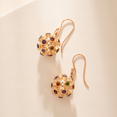 Vintage 14ct Rose Gold Gem Set Sputnik Earrings - Earrings - Walker & Hall