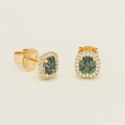 18ct Yellow Gold 1.80ct Green Sapphire Nina Earrings