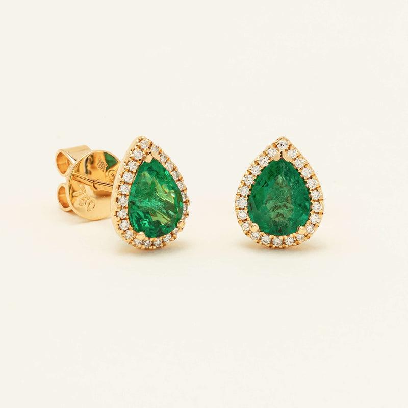 18ct Yellow Gold 2.10ct Emerald & Diamond Nina Earrings
