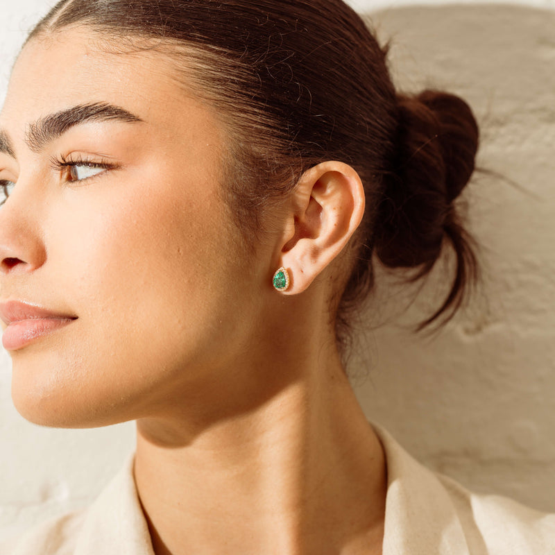 18ct Yellow Gold 2.10ct Emerald & Diamond Nina Earrings