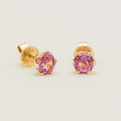 18ct Yellow Gold 2.26ct Pink Sapphire Lily Stud Earrings