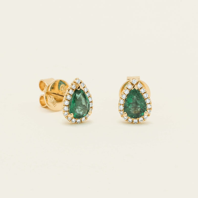 18ct Yellow Gold 1.15ct Emerald & Diamond Nina Earrings