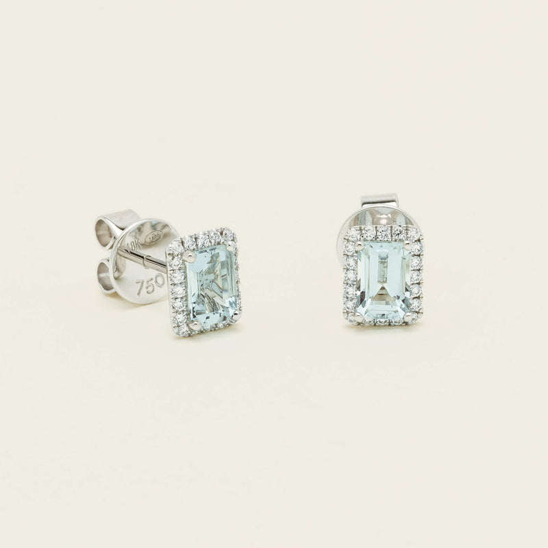 18ct White Gold 1.18ct Aquamarine & Diamond Nina Earrings
