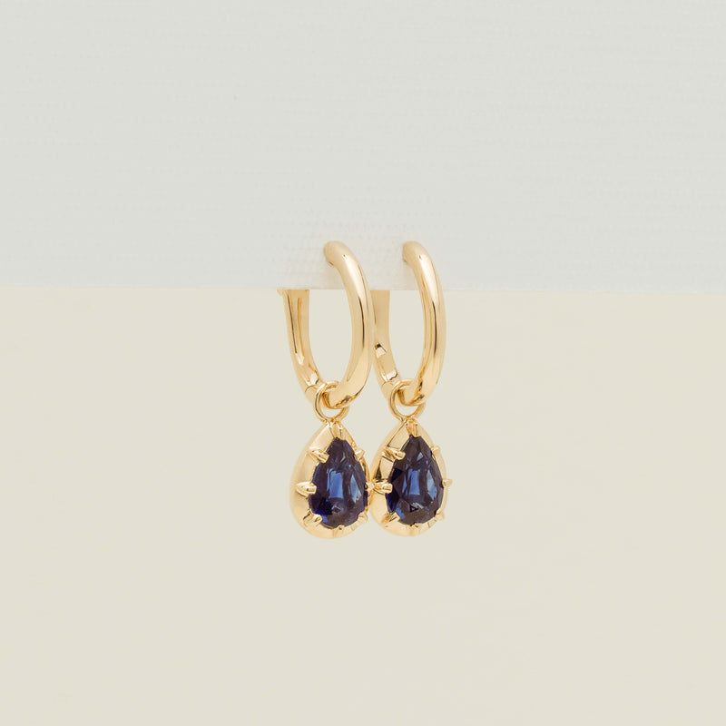 18ct Yellow Gold 1.72ct Sapphire Dawn Drop Earrings - Earrings - Walker & Hall