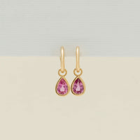 18ct Yellow Gold 1.66ct Pink Sapphire Natalia Hoop Earrings - Earrings - Walker & Hall