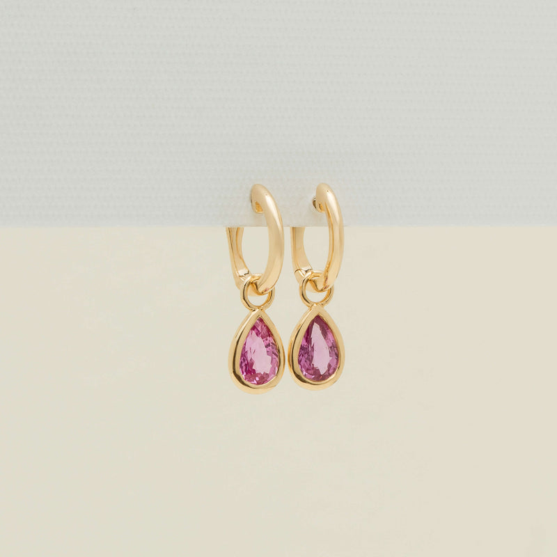 18ct Yellow Gold 1.66ct Pink Sapphire Natalia Hoop Earrings - Earrings - Walker & Hall