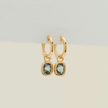 18ct Yellow Gold 1.83ct Green Sapphire Natalia Hoop Earrings - Earrings - Walker & Hall