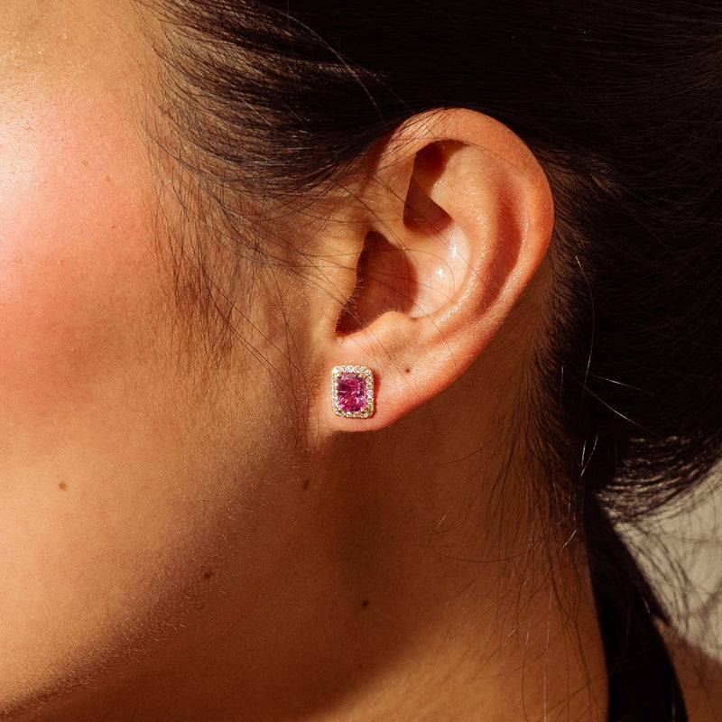 18ct Yellow Gold 2.38ct Pink Sapphire Nina Earrings
