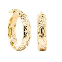 9ct Yellow Gold Reflections Hoop Earrings - Earrings - Walker & Hall