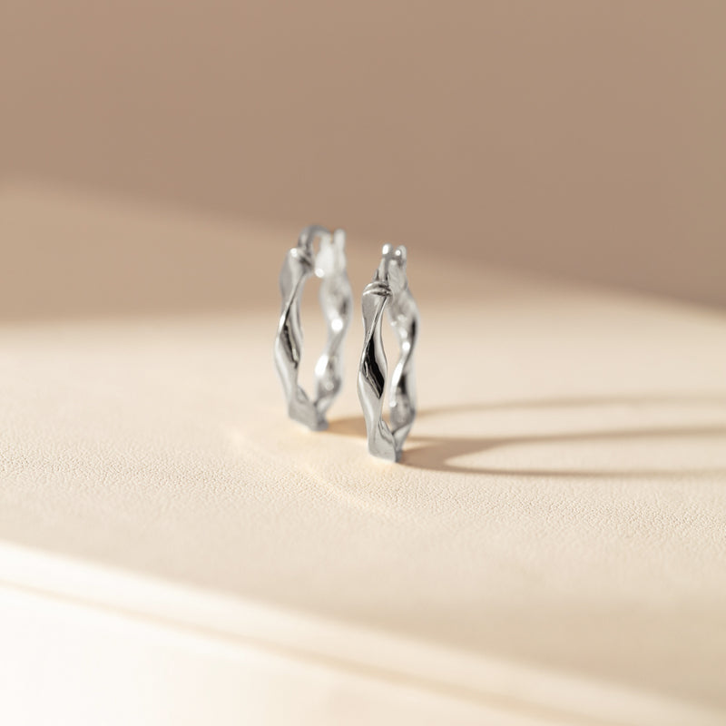 Sterling Silver Ribbon Hoop Earrings - Earrings - Walker & Hall