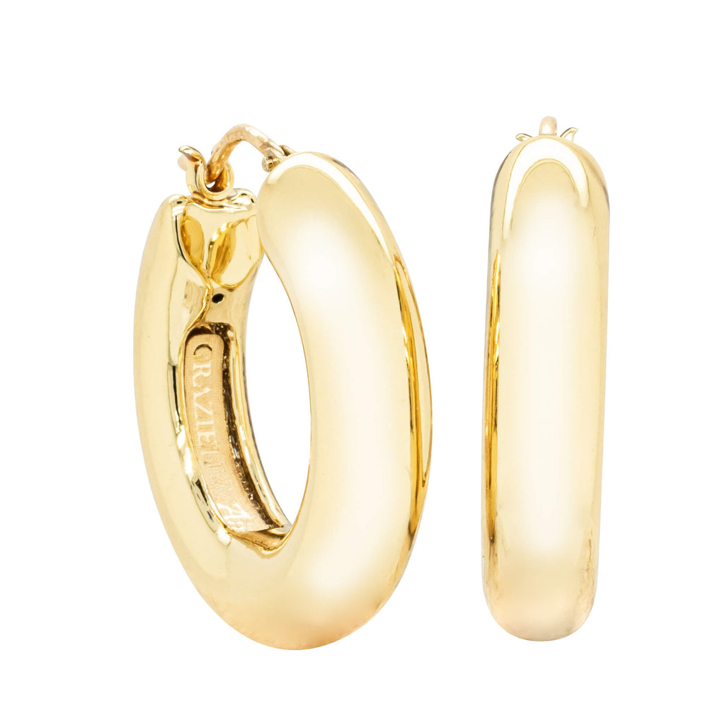 14ct Yellow Gold Hollow Large Round Hoop Earrings