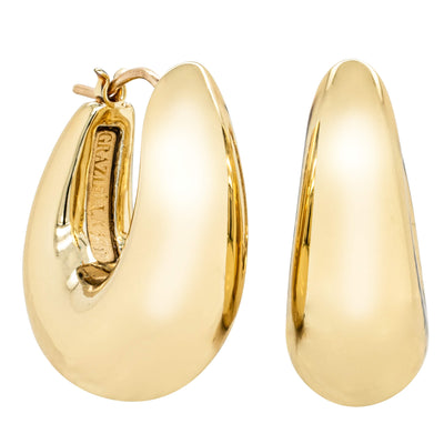 14ct Yellow Gold Hollow Large Oval Hoop Earrings