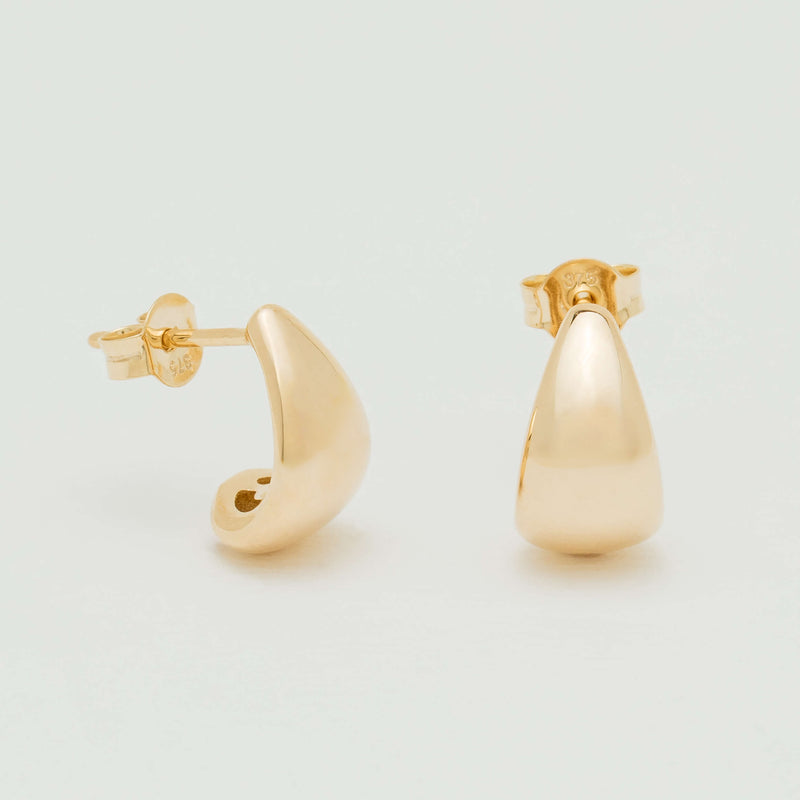 9ct Yellow Gold Crescent Hoop Stud Earrings - Earrings - Walker & Hall