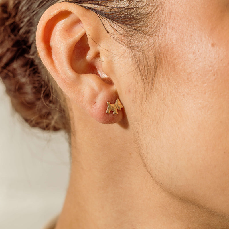 Deja Vu 9ct Yellow Gold Scottie Dog Stud Earrings - Earrings - Walker & Hall