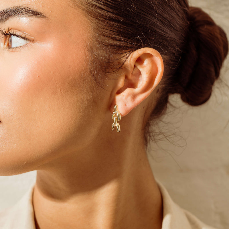 Deja Vu 14ct Yellow Gold Double Wishbone Earrings - Earrings - Walker & Hall