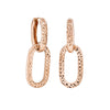 Deja Vu 14ct Rose Gold Hollow Textured Drop Earrings - Earrings - Walker & Hall