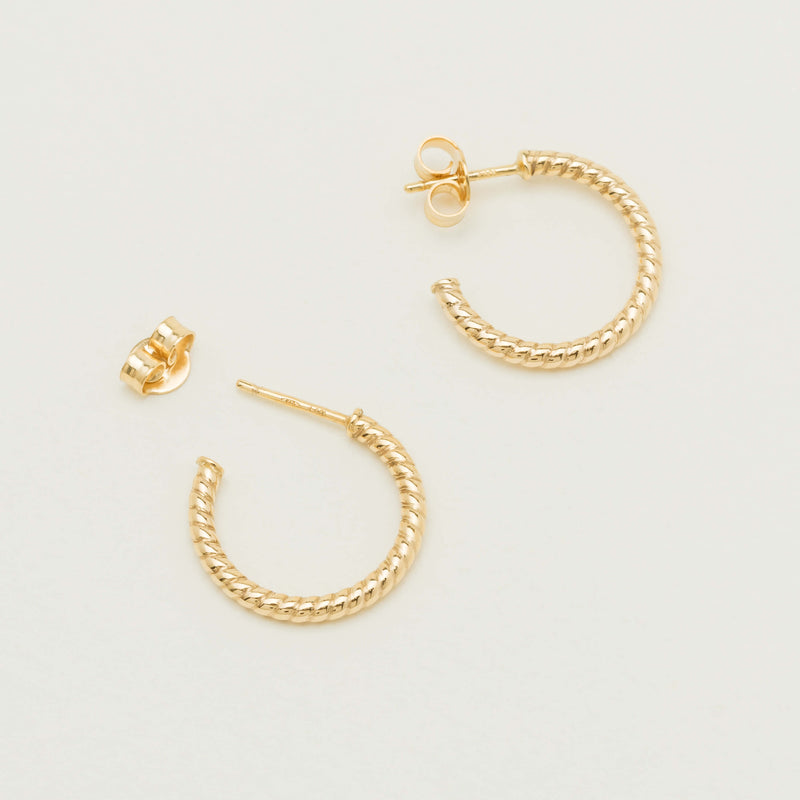 9ct Yellow Gold Twine Hoop Earrings - Earrings - Walker & Hall