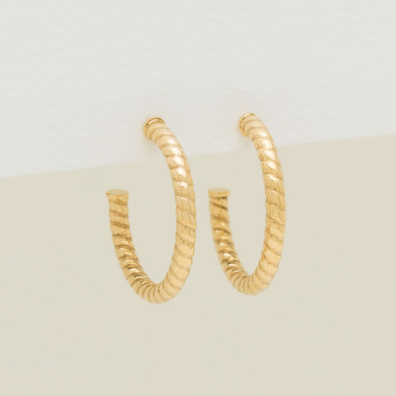 9ct Yellow Gold Twine Hoop Earrings - Earrings - Walker & Hall