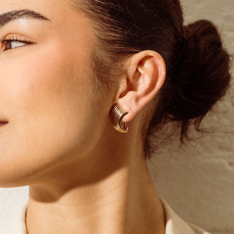 Deja Vu 18ct Rose Gold Retro Style Clip-On Earrings