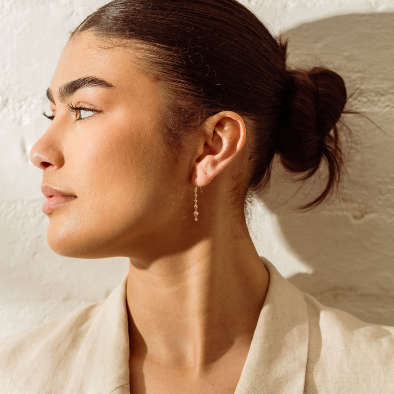 18ct Yellow Gold Scattered Ball Drop Earrings