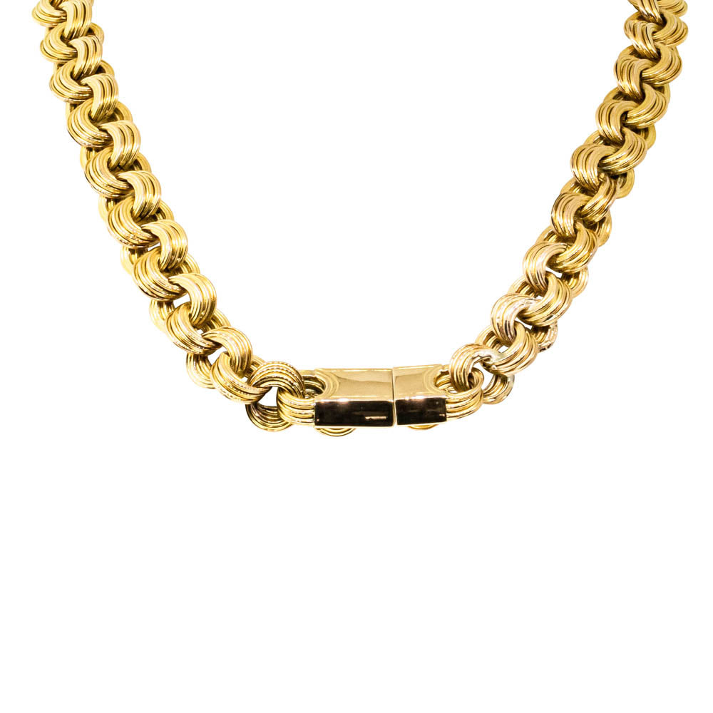 Vintage 14ct Yellow Gold Hollow Link Necklace Walker Hall