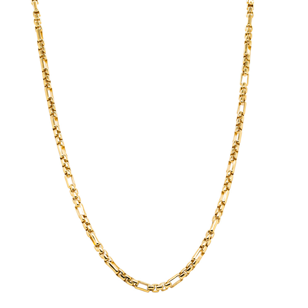 9ct Yellow Gold Square Figaro Link Chain - Necklace - Walker & Hall