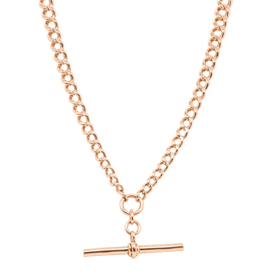 Vintage 9ct Rose Gold Double Taper Fob Necklace 45.5cm - Necklace - Walker & Hall