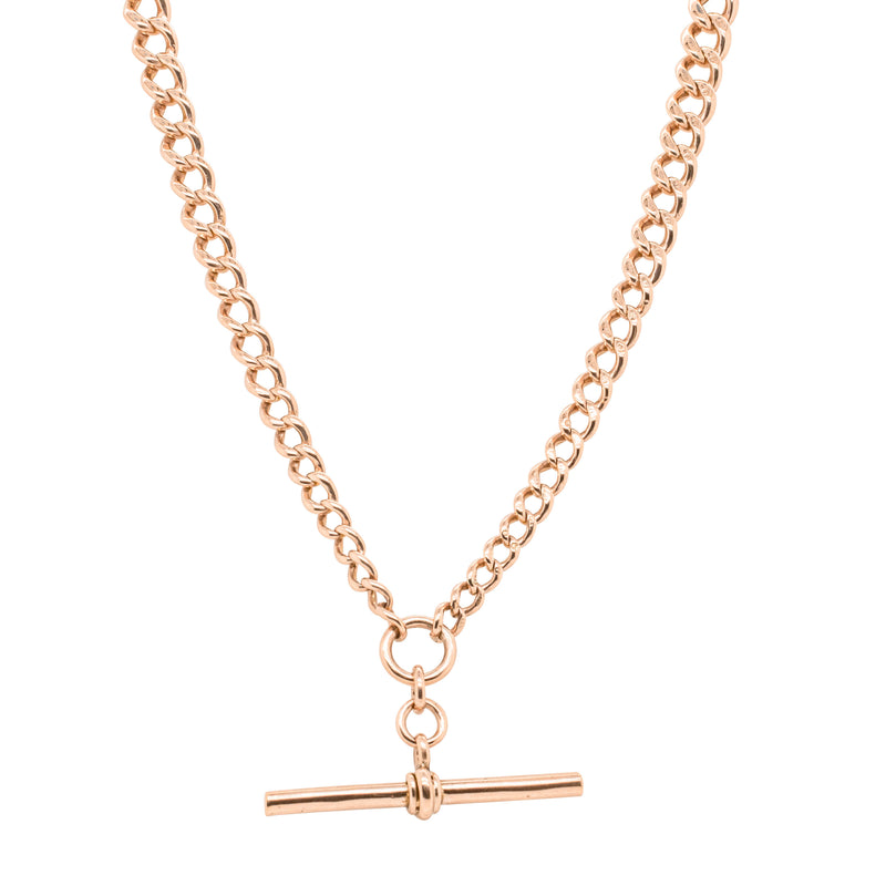 Vintage 9ct Rose Gold Double Taper Fob Necklace 45.5cm - Necklace - Walker & Hall
