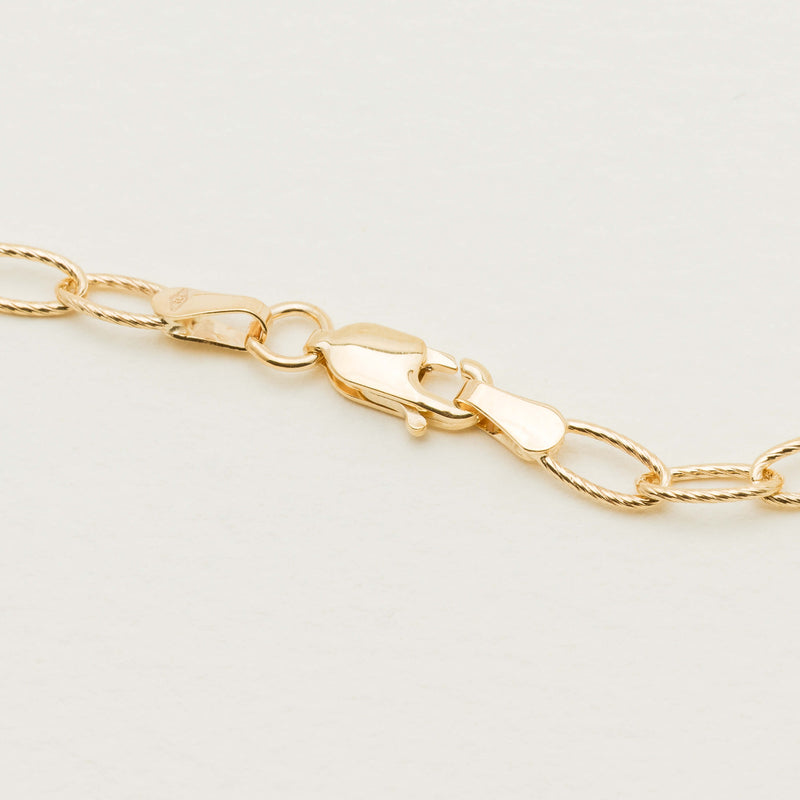 9ct Yellow Gold Textured Oval Link Chain - Necklace - Walker & Hall