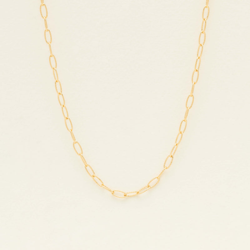 9ct Yellow Gold Textured Oval Link Chain - Necklace - Walker & Hall