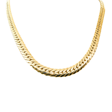 Deja Vu 18ct Yellow Gold Hollow Flat Link Chain - Necklace - Walker & Hall