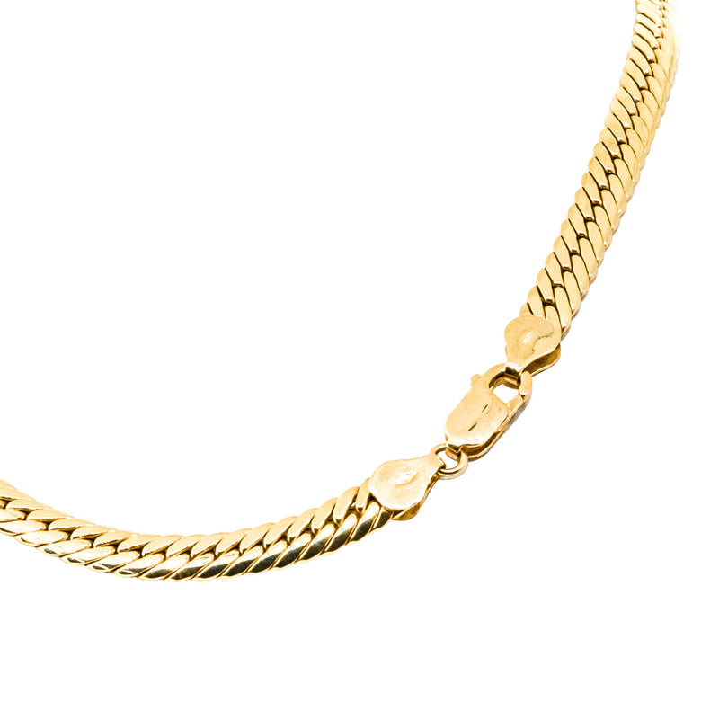 Deja Vu 18ct Yellow Gold Hollow Flat Link Chain - Necklace - Walker & Hall