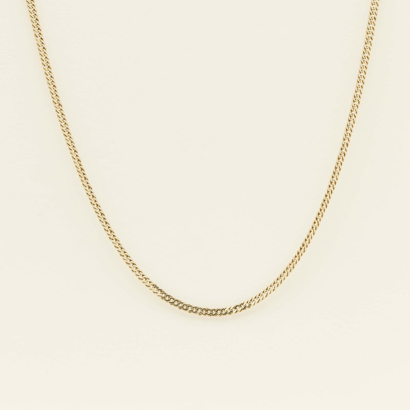 Deja Vu 14ct Yellow Gold Flat Double Curb Link Chain 62cm - Necklace - Walker & Hall