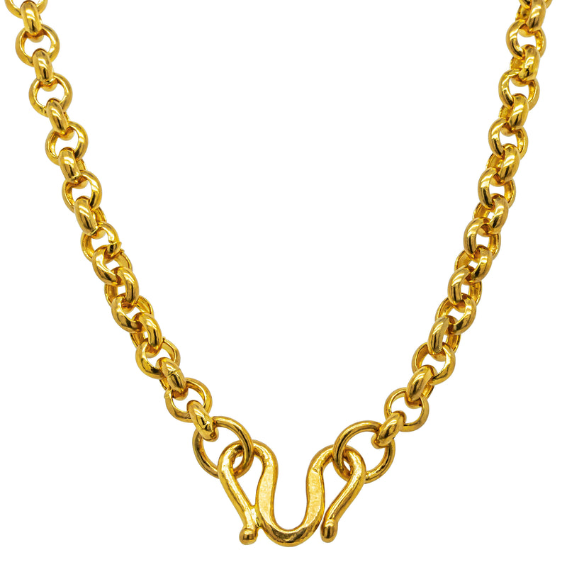 Deja Vu 24ct Yellow Gold Belcher Link Chain with Double S-Clasp - Necklace - Walker & Hall