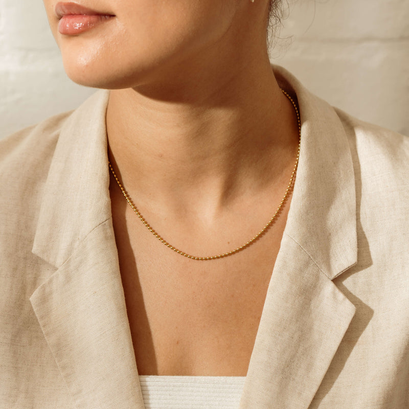 Deja Vu 18ct Yellow Gold Bead Link Necklace - Necklace - Walker & Hall