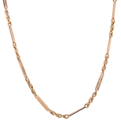 Vintage 9ct Rose Gold Bar Twist Necklace 60cm - Necklace - Walker & Hall