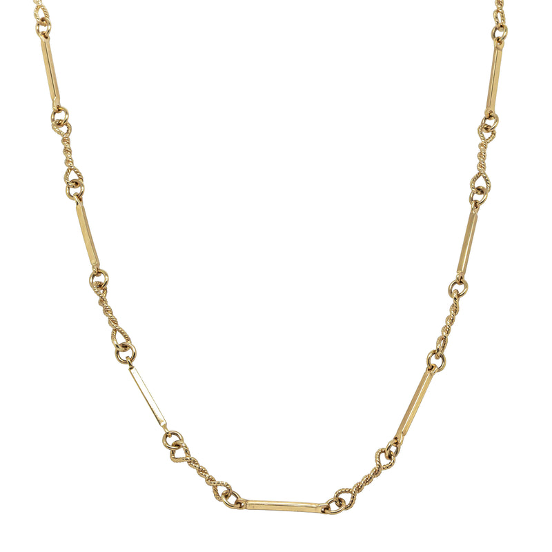 Deja Vu 9ct Yellow Gold Bar Twist Link Necklace 70cm - Necklace - Walker & Hall