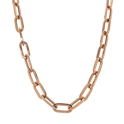 Deja Vu 14ct Rose Gold Hollow Long Link Necklace 50cm - Necklace - Walker & Hall