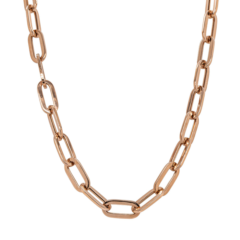 Deja Vu 14ct Rose Gold Hollow Long Link Necklace 50cm - Necklace - Walker & Hall