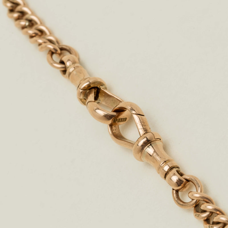 Vintage 9ct Rose Gold Curb Link Fob Necklace 44.5cm - Necklace - Walker & Hall