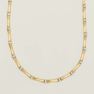 Deja Vu 14ct Yellow/White Gold Hollow Bamboo Necklace