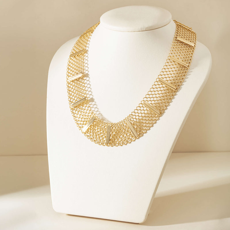 Vintage 8ct Yellow Gold Mesh Choker Necklace - Necklace - Walker & Hall