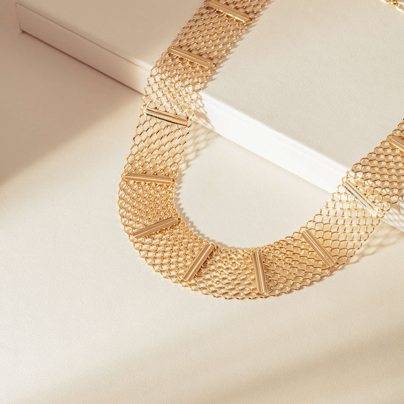 Vintage 8ct Yellow Gold Mesh Choker Necklace - Necklace - Walker & Hall